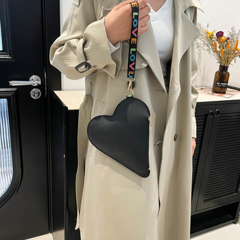 Κορεατικού στυλ PU δερμάτινη τσάντα σε σχήμα καρδιάς με φερμουάρ και εσωτερική θήκη για κινητό