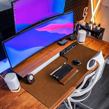 Кожена настолна подложка, правоъгълна подложка за мишка, водоустойчива, антихлъзгаща, износоустойчива, устойчива на масло