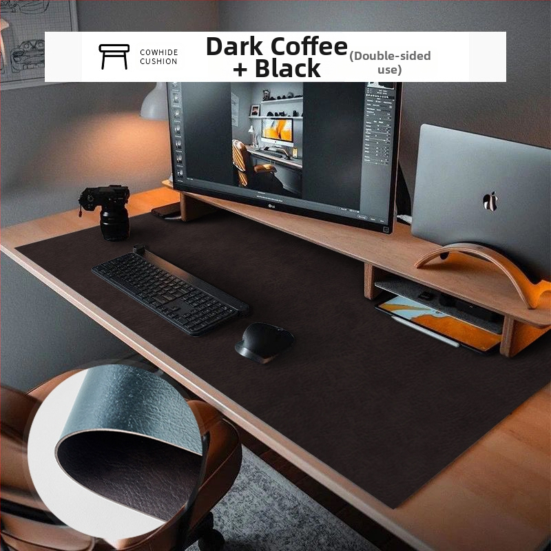 Кожена настолна подложка, правоъгълна подложка за мишка, водоустойчива, антихлъзгаща, износоустойчива, устойчива на масло