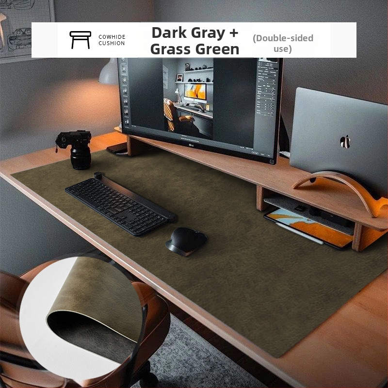 Кожена настолна подложка, правоъгълна подложка за мишка, водоустойчива, антихлъзгаща, износоустойчива, устойчива на масло