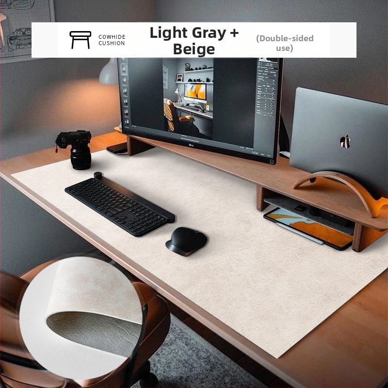 Кожена настолна подложка, правоъгълна подложка за мишка, водоустойчива, антихлъзгаща, износоустойчива, устойчива на масло