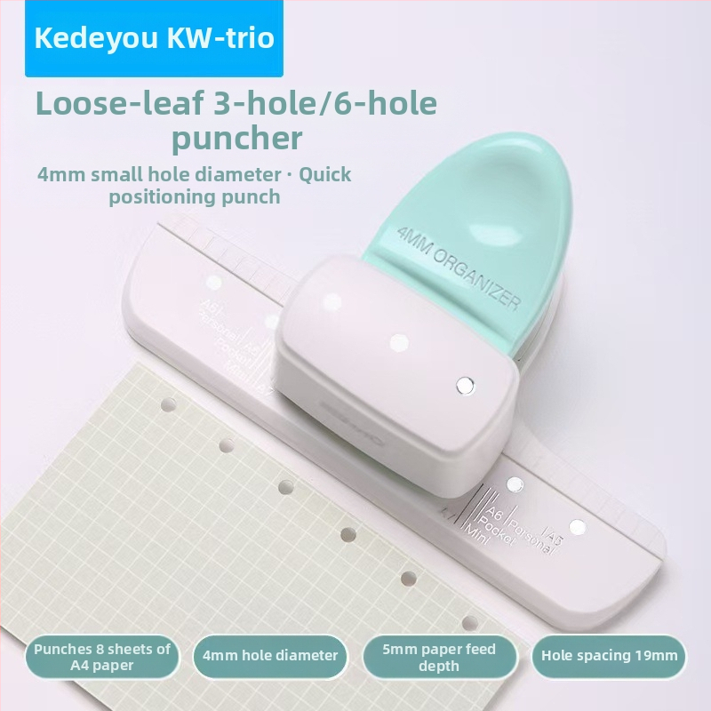 Ръчен перфоратор за бележници с 3 дупки, 4 мм, модел 9027, Kw-trio/Kedeyou