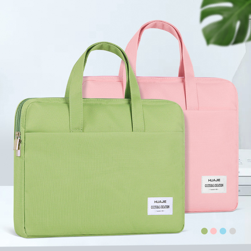 Платнена чанта за файлове EN248, училищна и офисна, с цип, квадратен дизайн, марка HUA JIE