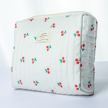 Τσαντάκι καλλυντικών με φλοράλ μοτίβο, καπιτονέ βαμβάκι, μεγάλη χωρητικότητα, αναπνέει, ελαφρύ