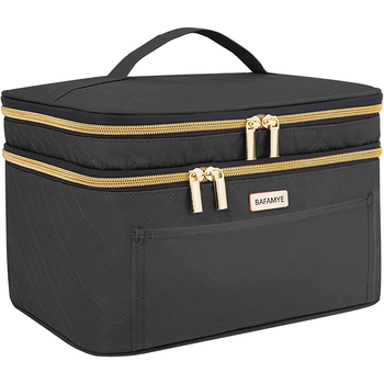 Geantă de voiaj pentru cosmetică cu două straturi - impermeabilă, respirabilă, antibacteriană, separare uscat-umed, extensibilă