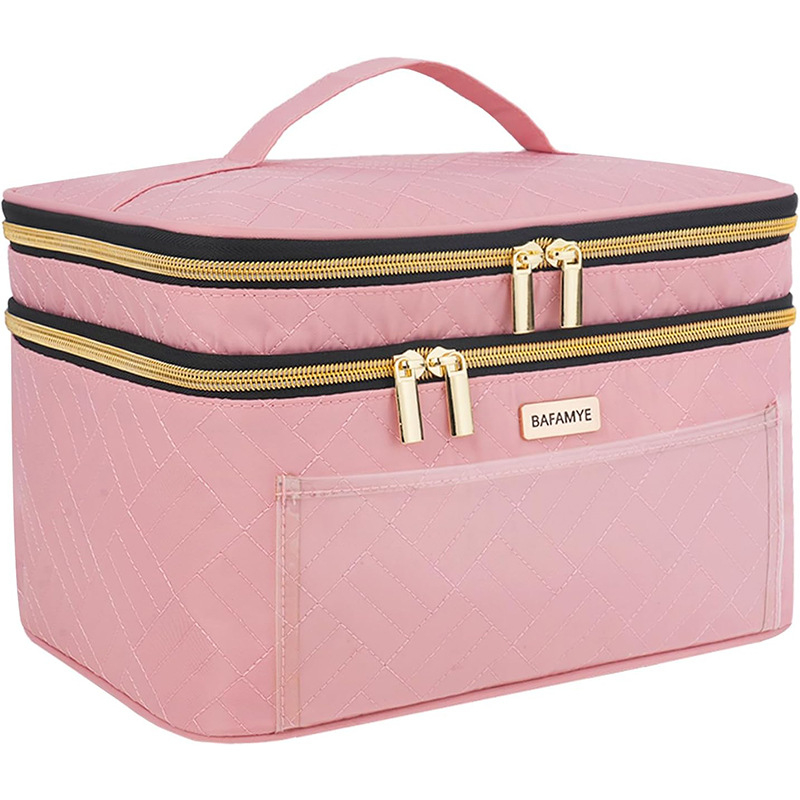Geantă de voiaj pentru cosmetică cu două straturi - impermeabilă, respirabilă, antibacteriană, separare uscat-umed, extensibilă