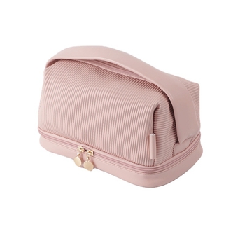 Τσαντάκι καλλυντικών με διαχωρισμένο σχέδιο σε στρώσεις, PU δέρμα, αδιάβροχη επένδυση πολυεστέρα