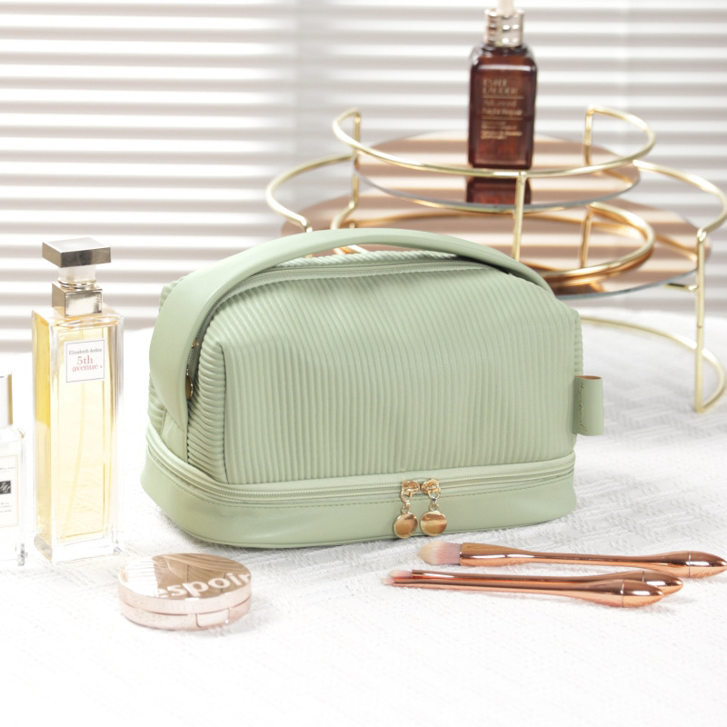 Kosmetinė rankinė su sluoksniuotu dizainu, PU oda, atspari vandeniui, poliesterio pamušalas