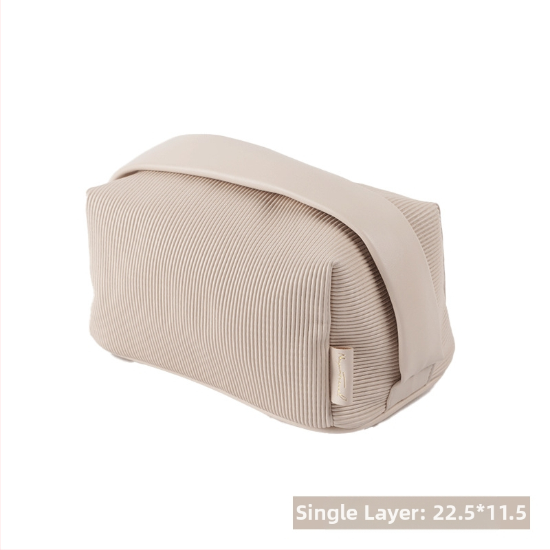 Kosmetinė rankinė su sluoksniuotu dizainu, PU oda, atspari vandeniui, poliesterio pamušalas