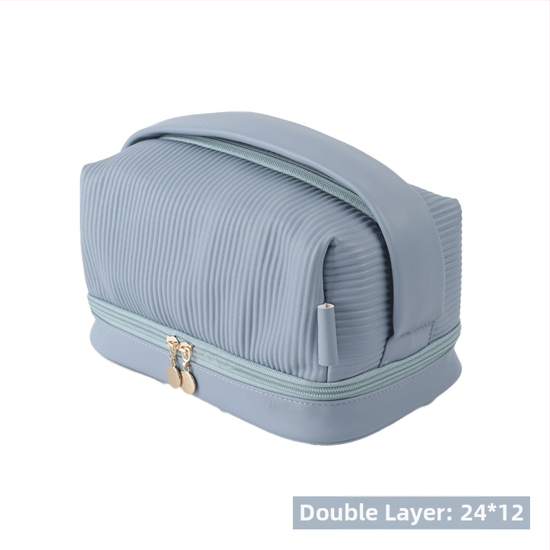 Kosmetinė rankinė su sluoksniuotu dizainu, PU oda, atspari vandeniui, poliesterio pamušalas