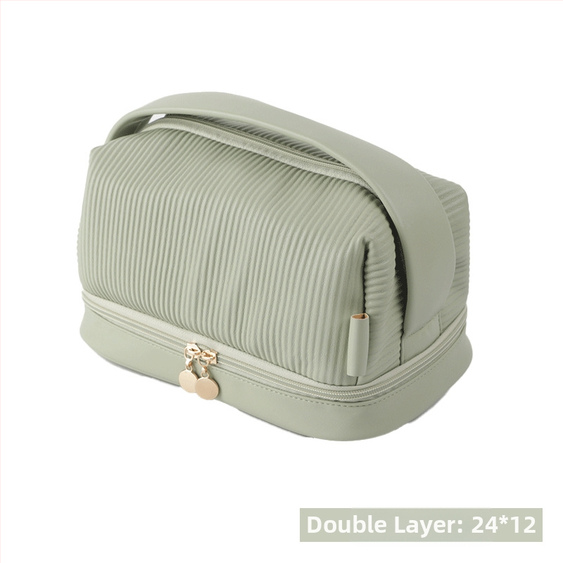 Kosmetinė rankinė su sluoksniuotu dizainu, PU oda, atspari vandeniui, poliesterio pamušalas