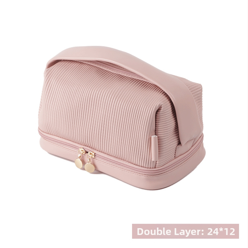 Kosmetinė rankinė su sluoksniuotu dizainu, PU oda, atspari vandeniui, poliesterio pamušalas