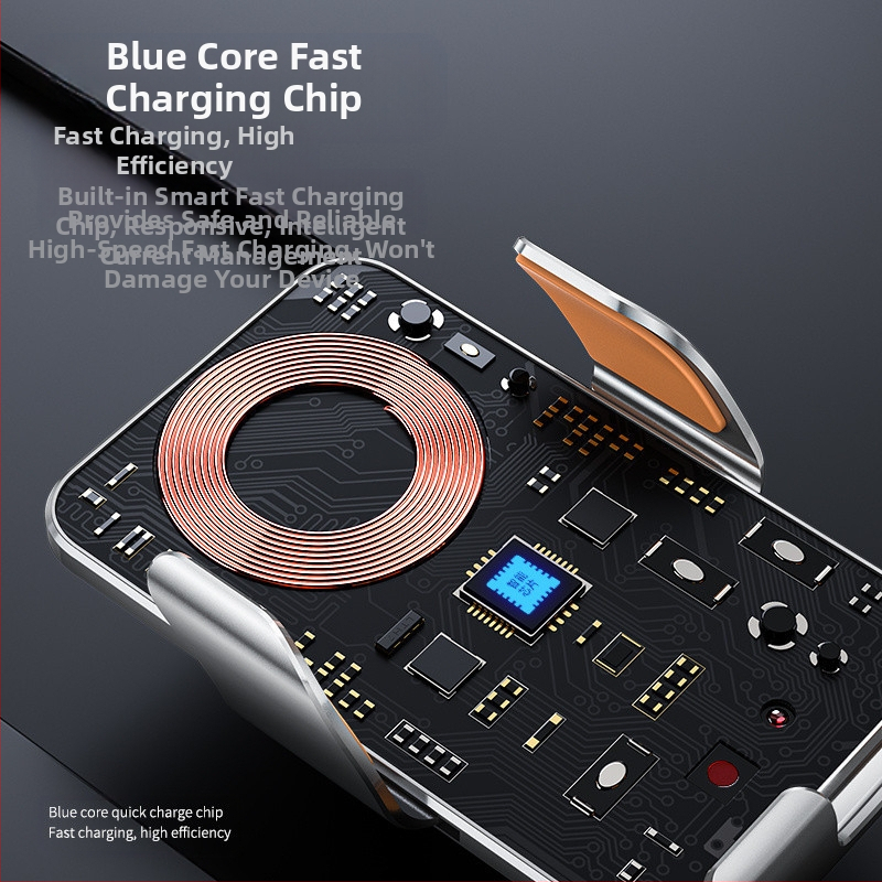 Chiweng βάση κινητού αυτοκινήτου με ασύρματη φόρτιση, εγκατάσταση με βαρύτητα, αυτόματη σύσφιξη, μαγνητική φόρτιση, συμβατή με ταμπλό