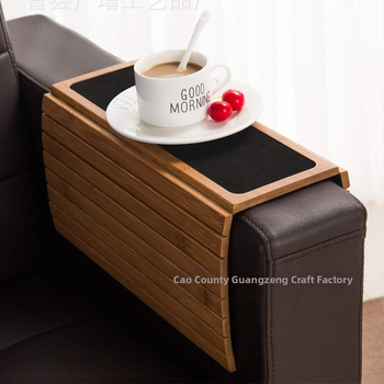Medinė sofos atramos dėklas, sulankstomas ir lankstus, tinkamas gėrimams, užkandžiams ir telefonui