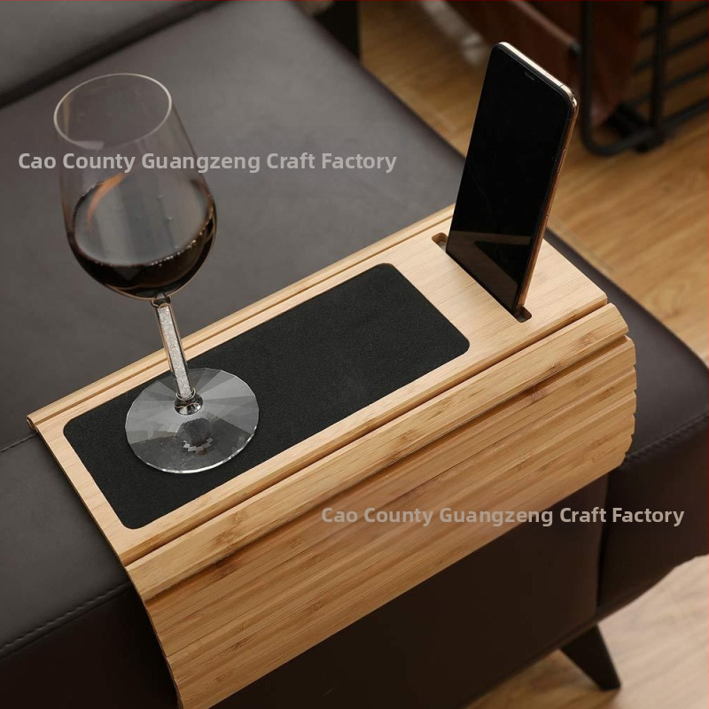 Medinė sofos atramos dėklas, sulankstomas ir lankstus, tinkamas gėrimams, užkandžiams ir telefonui