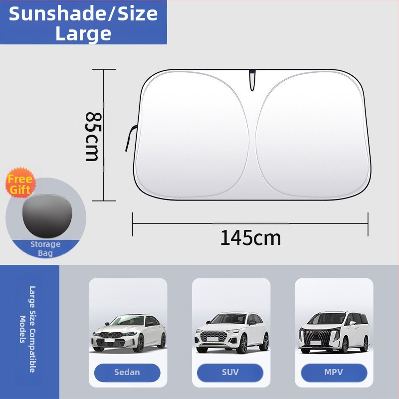 Automobilio priekinio stiklo skydelis – šilumos izoliacija, šviesos blokavimas, keturi sezonai, kortų įterpimo tipo montavimas, medžiaga: titano audinys