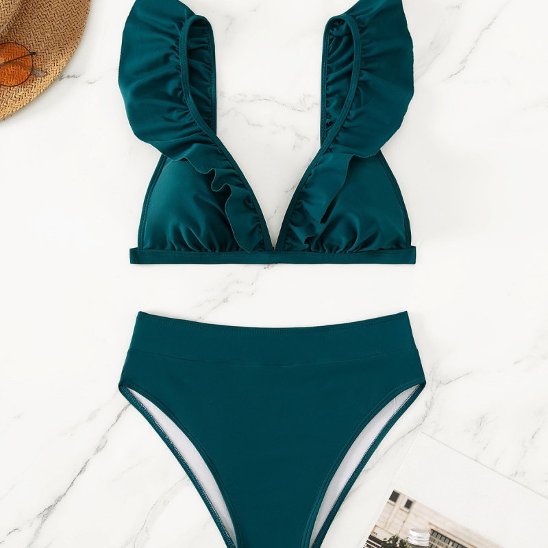 Дамски двучастков бански с подплънки за чаши, найлон/еластан 80/20, 200 g плат, подплата полиестер (95% полиестер, 5% еластан)