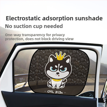 Chenji PVC automobilių šoninio lango saulės skydelis su statiniu priklijimu – universalus, animaciniu stiliumi, modelis N978