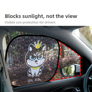 Chenji PVC automobilių šoninio lango saulės skydelis su statiniu priklijimu – universalus, animaciniu stiliumi, modelis N978