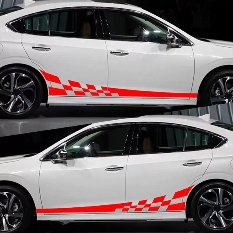 Automobiļa virsbūves uzlīme ar kvadrātveida rakstu, līmēšana, pielāgojama