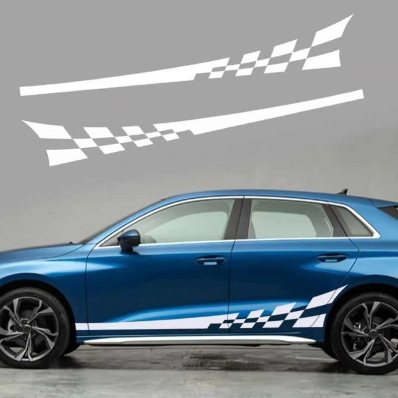 Automobiļa virsbūves uzlīme ar kvadrātveida rakstu, līmēšana, pielāgojama