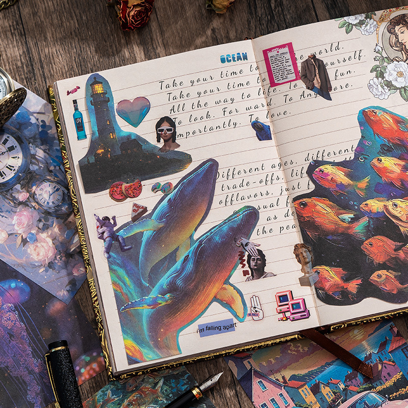 Βιντάζ Χαρτί Φόντου για Κολάζ σε Ημερολόγιο – μη Κολλητικό, Στυλ: Paper Bricks, Μάρκα Lanyu