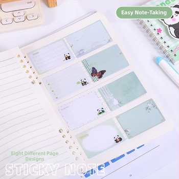 Panda tematikos lipnios užrašų lapeliai su ištraukiamu dizainu, plyšta, 120 vidinių puslapių, prekinis ženklas Yisen