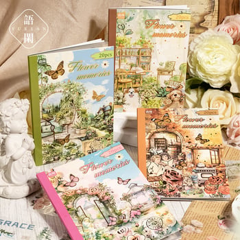 Yu Xian Knjiga naljepnica za kućne ljubimce — lagani retro cvjetni dizajn, vodootporan materijal, DIY krajinski ukrasi, tiskano