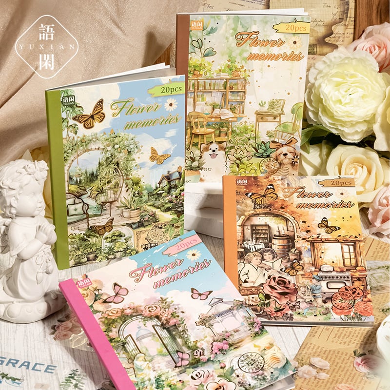 Yu Xian Knjiga naljepnica za kućne ljubimce — lagani retro cvjetni dizajn, vodootporan materijal, DIY krajinski ukrasi, tiskano