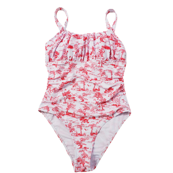 Γυναικείο ολόσωμο μαγιό με υψηλή μέση, εκτύπωση, χωρίς μανίκια, επένδυση στήθους, πολυεστέρας