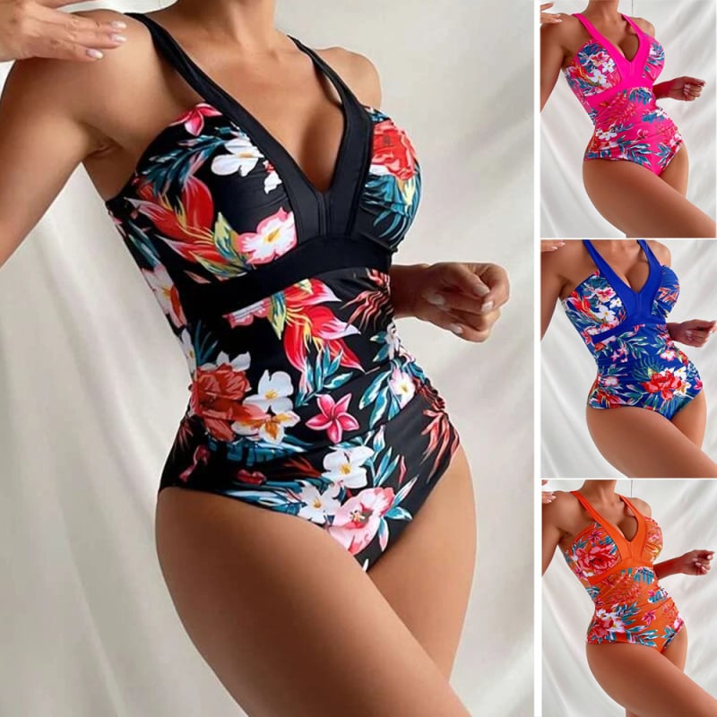 Costum de baie întreg, imprimat, din nailon, fără bureți la bust, cu suport din oțel, căptușeală din spandex 20%
