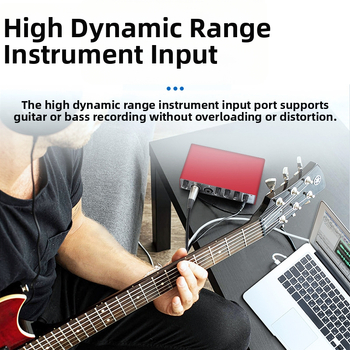 Външна професионална USB звукова карта – без драйвери, за жив запис и караоке, настройване на звука (Модел MD22; Захранване: 0; Лансирана: 2022)