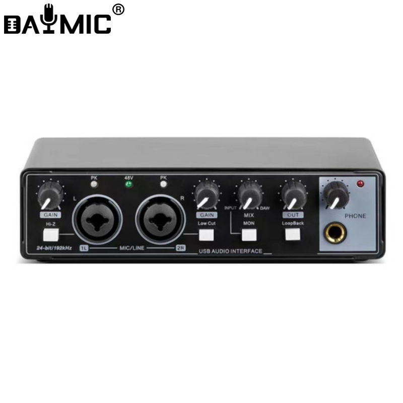 Външна професионална USB звукова карта – без драйвери, за жив запис и караоке, настройване на звука (Модел MD22; Захранване: 0; Лансирана: 2022)