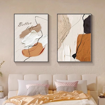 Фреймувана стенна картина – прост модерен стил, inkjet печат върху текстилен филм с модел, рамка от алуминиева сплав, за интериори в ресторанти