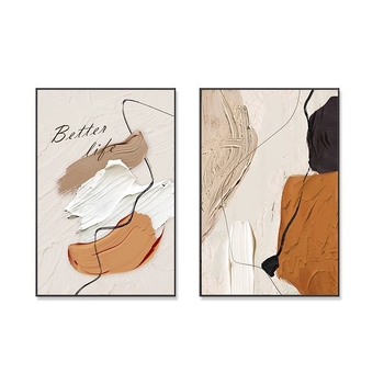 Фреймувана стенна картина – прост модерен стил, inkjet печат върху текстилен филм с модел, рамка от алуминиева сплав, за интериори в ресторанти