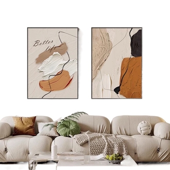 Фреймувана стенна картина – прост модерен стил, inkjet печат върху текстилен филм с модел, рамка от алуминиева сплав, за интериори в ресторанти