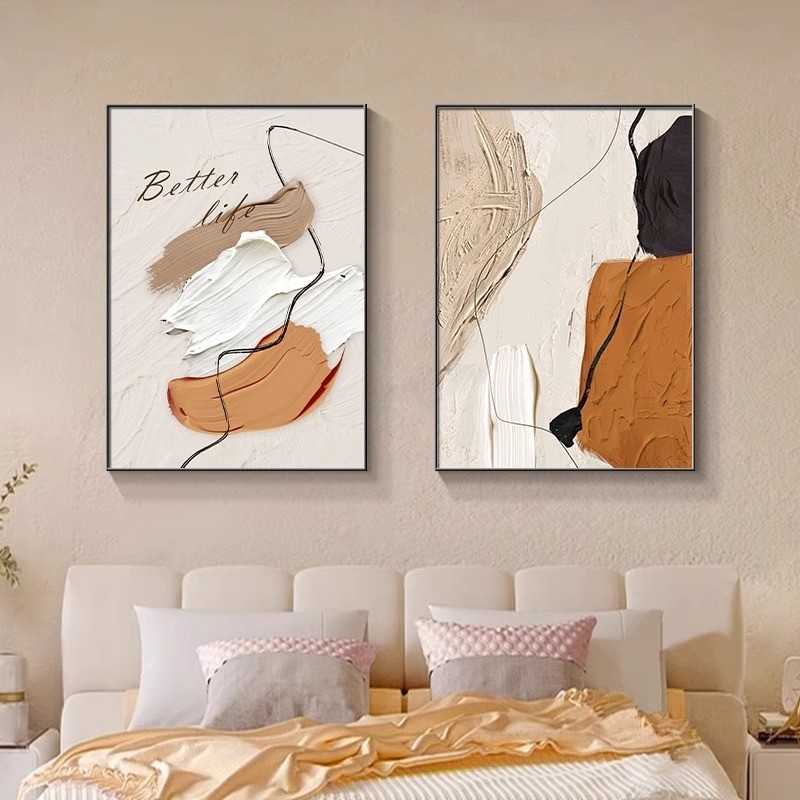 Фреймувана стенна картина – прост модерен стил, inkjet печат върху текстилен филм с модел, рамка от алуминиева сплав, за интериори в ресторанти