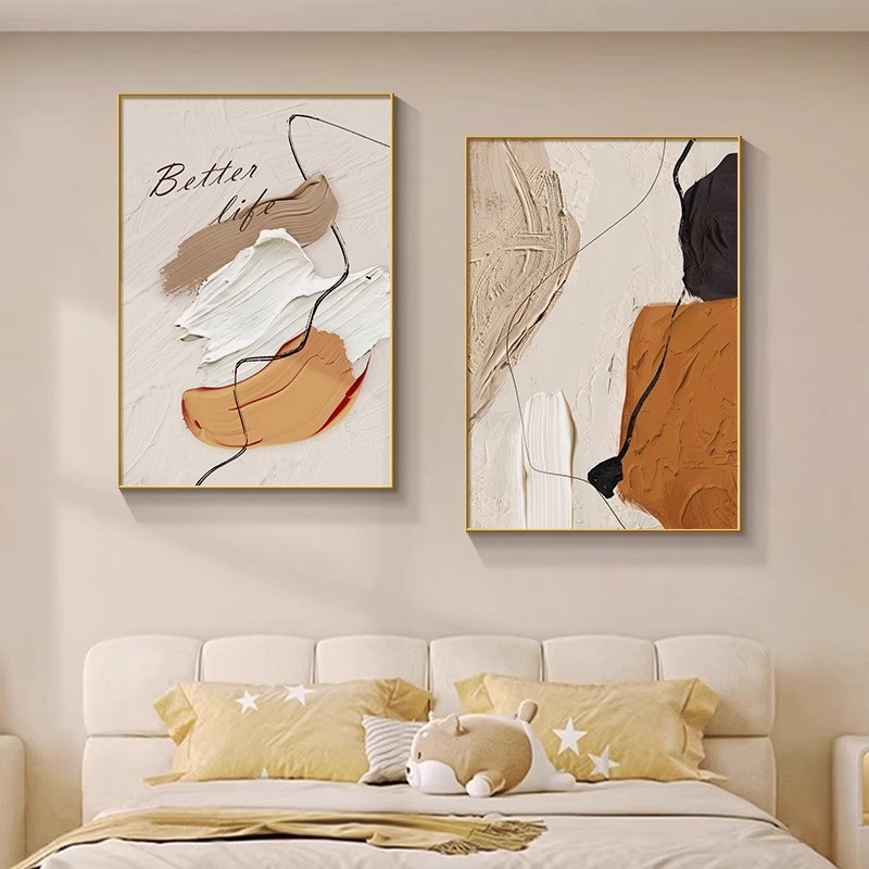 Фреймувана стенна картина – прост модерен стил, inkjet печат върху текстилен филм с модел, рамка от алуминиева сплав, за интериори в ресторанти