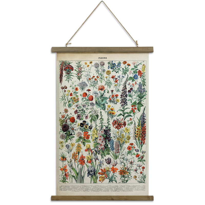 Декоративно стеново окачване – американски стил ретро растителна илюстрация, монтаж тип свитък, рамка от твърдо дърво, платно като основа, две панели, модерна декоративна картина за всекидневна/спалня/офис