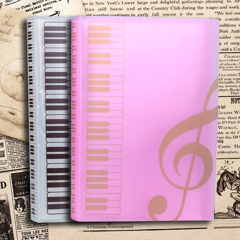 Класьор за музикални ноти, пластмасов, 40 страници, прозрачни многослойни джобове за листове, модел ct-zlcyy-15, с печатен логотип