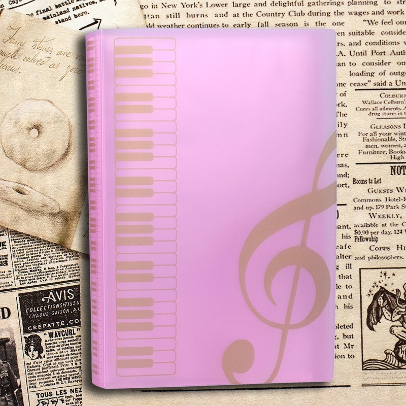 Класьор за музикални ноти, пластмасов, 40 страници, прозрачни многослойни джобове за листове, модел ct-zlcyy-15, с печатен логотип