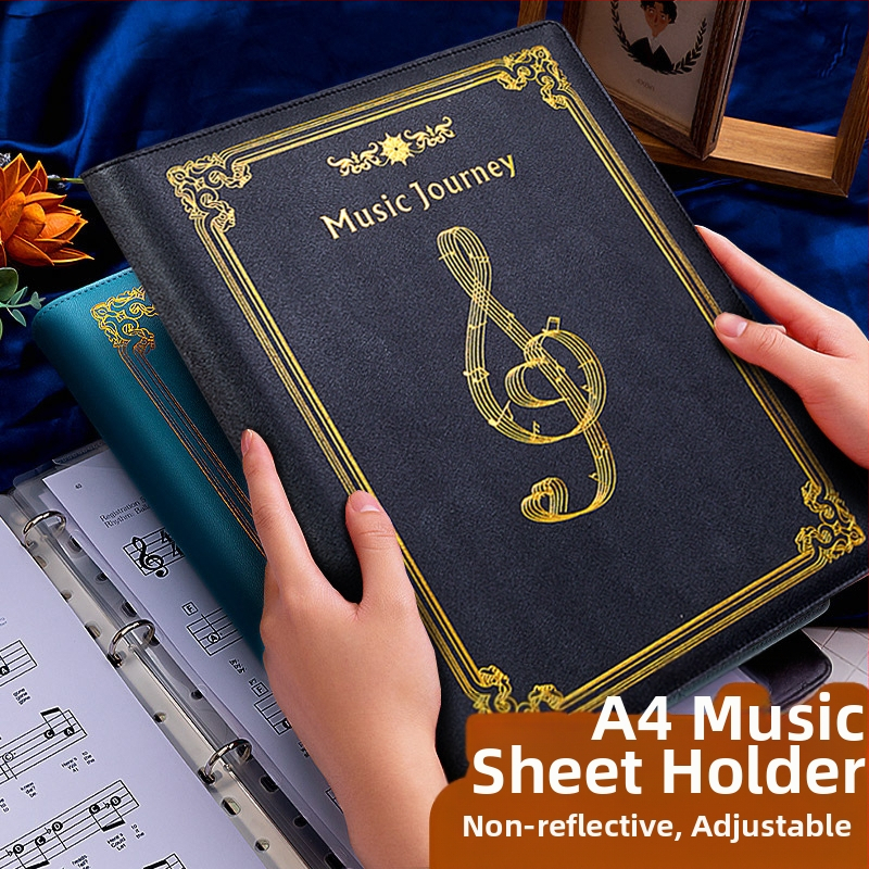 Hengxin Kožený klip na partitúry, model Music Score-01, jednospĺnitelný upínací mechanizmus, kompatibilný s formátom A4