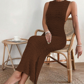 Φόρεμα: Οργανικό βαμβάκι, μακριά φούστα με ακανόνιστο σχέδιο, λαιμός U-σχήματος, χωρίς μανίκια, μέση στη μέση (Υλικά: Οργανικό βαμβάκι; Μήκος: Μακριά φούστα; Τύπος φούστας: Ακανόνιστη; Λαιμός: U-σχήματος; Μέση: Μέση)