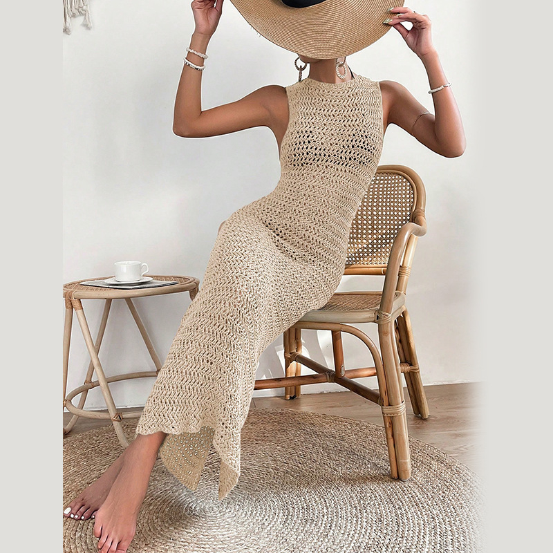 Φόρεμα: Οργανικό βαμβάκι, μακριά φούστα με ακανόνιστο σχέδιο, λαιμός U-σχήματος, χωρίς μανίκια, μέση στη μέση (Υλικά: Οργανικό βαμβάκι; Μήκος: Μακριά φούστα; Τύπος φούστας: Ακανόνιστη; Λαιμός: U-σχήματος; Μέση: Μέση)