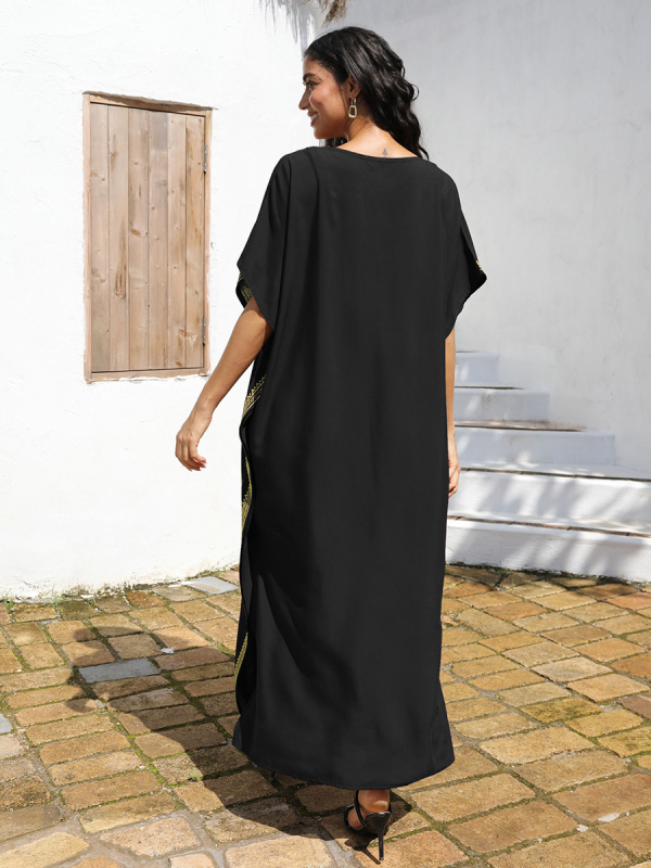 Μακρύ φόρεμα παραλίας με κέντημα από βαμβάκι, ύφασμα ρεγιόν, επένδυση από βαμβάκι, βάρος 280 g