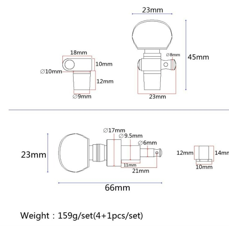 Tuner pentru corzi de chitară și banjo – Cinci corzi, aliaj de zinc, JHX