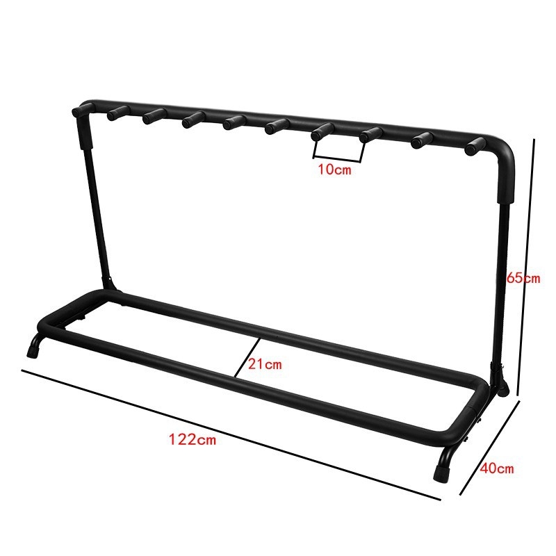 Στήριξη προβολής κιθάρων για πολλαπλά όργανα — χωρητικότητα 3/5/7/9 κιθάρες, μεταλλική κατασκευή από σωλήνες σιδήρου με επένδυση προστασίας, κατάλληλο για μουσικά όργανα, μάρκα MEXES