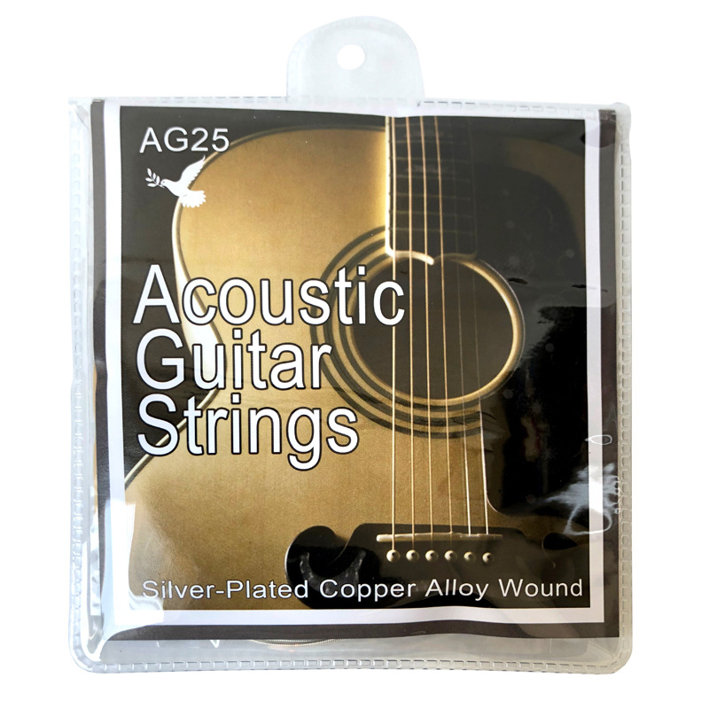 Madina corzi pentru chitară folk – modele AG01/AG20/AG25/AC28; materiale: cupru roșu, cupru, cupru cu fosfor, acoperire argintie; ambalare: în pungă