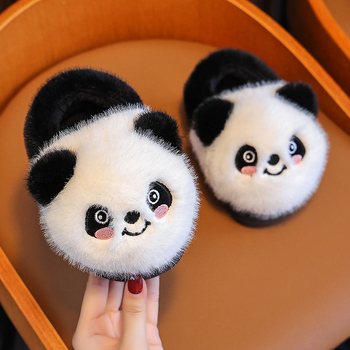 Panda bērnu kokvilnas čības ar pūkainu odai, silti un pretslīdošas, multfilmu stilā, zole TPR, biezināta konstrukcija, vecums 1–16 gadi