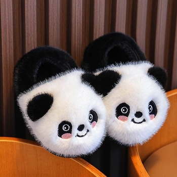 Panda bērnu kokvilnas čības ar pūkainu odai, silti un pretslīdošas, multfilmu stilā, zole TPR, biezināta konstrukcija, vecums 1–16 gadi